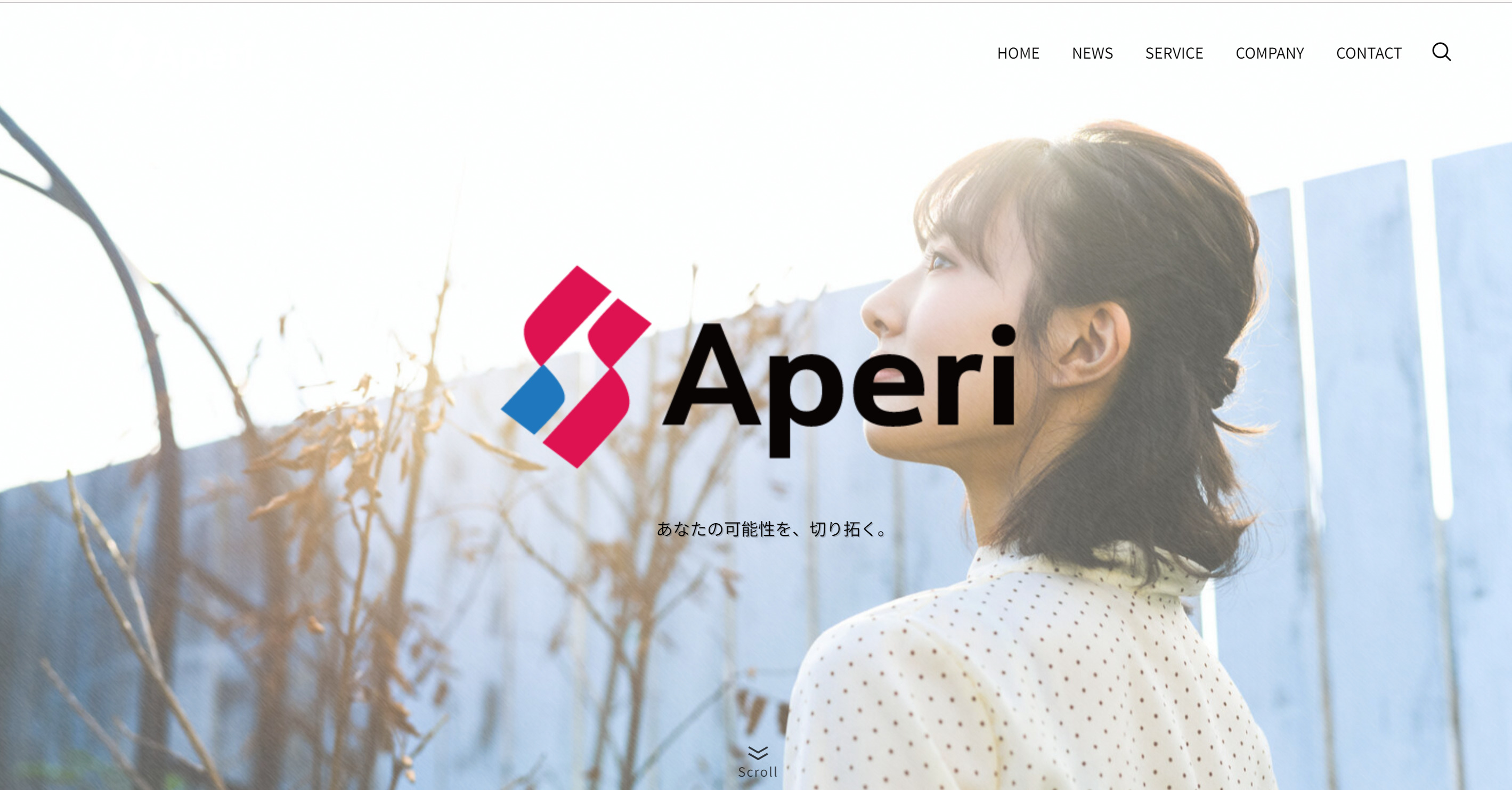 株式会社Aperiのサイトのスクリーンショット